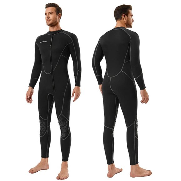 Seaskin Mens 3mm Long Wetsuit, Full Body Diving Suit Front Zip Wetsuit Size: M